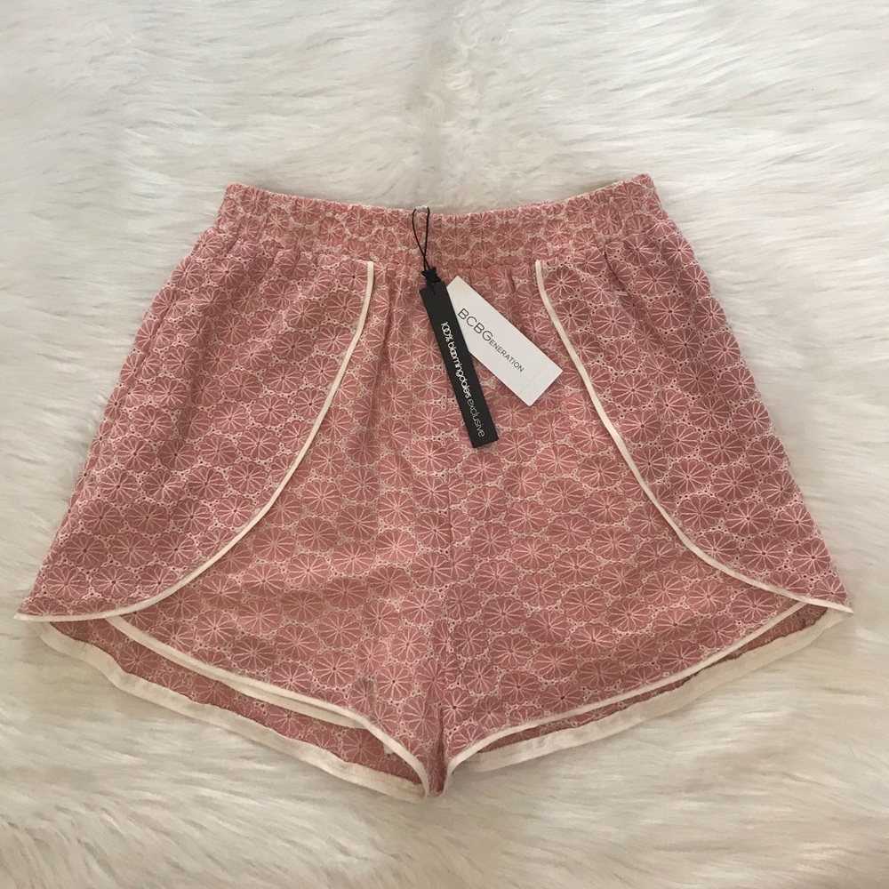 BCBGeneration Pink Combo Stitch Shorts S